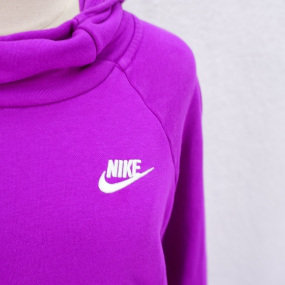 Nike Purple Small‎ Long Sleeved Pockets Cowl Sweater Hooded Cotton Polyester - Picture 5 of 7